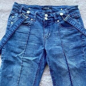 Drama Gold Y2K Suspender Medium Wash Vintage Jeans Size 5